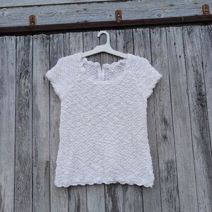 Anthropologie Knitted & Knotted Top Womens Size Large‎ White Crochet Blouse